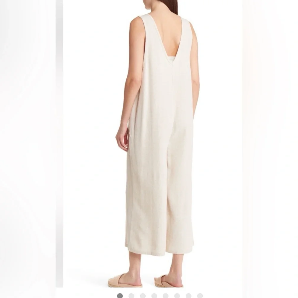 Treasure & Bond Linen-Blend Sleeveless Wide-Leg Jumpsuit in Cream - Picture 2 of 9
